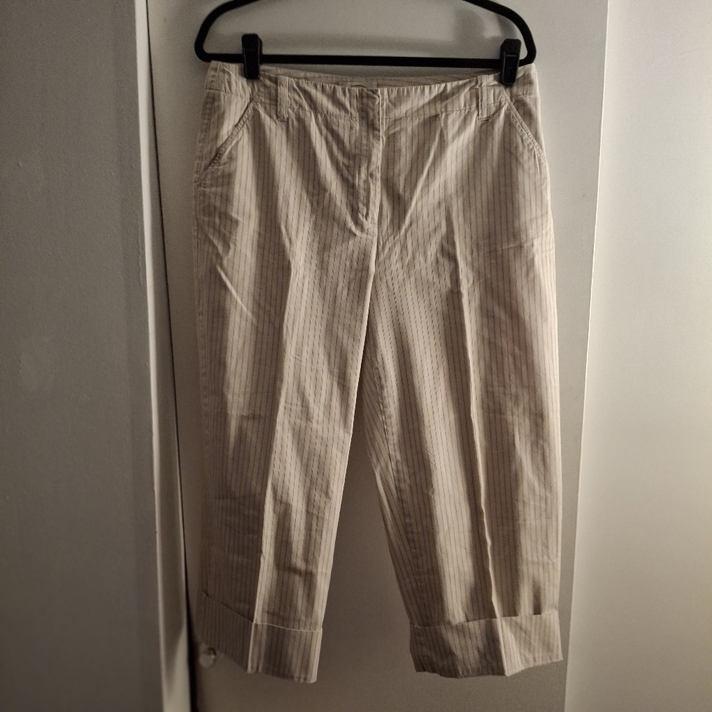 Talbots Womem's Striped Beige Cropped Pants